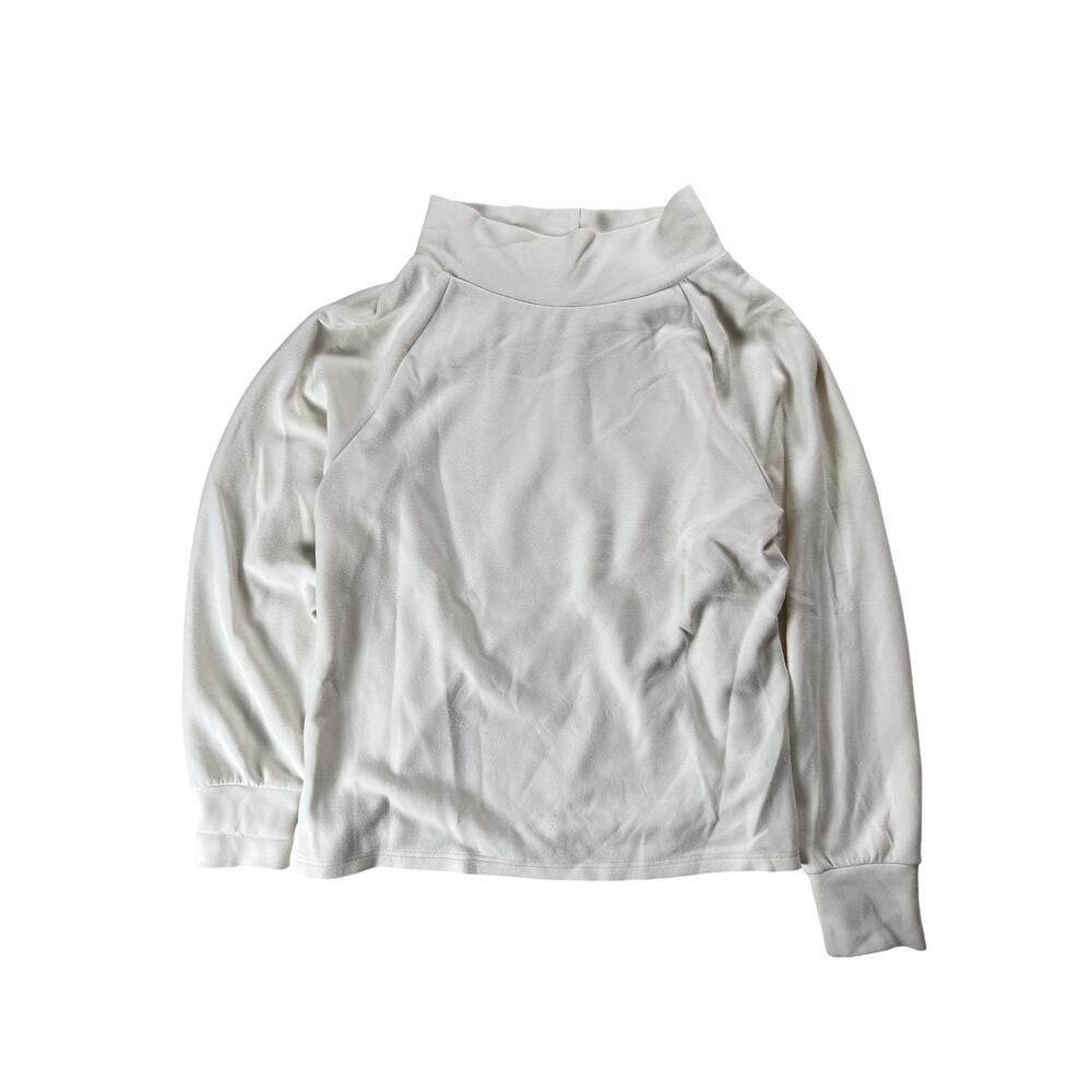 Varley Sweater Womens M White Pullover Mock Neck Lightweight Stretch Raglan